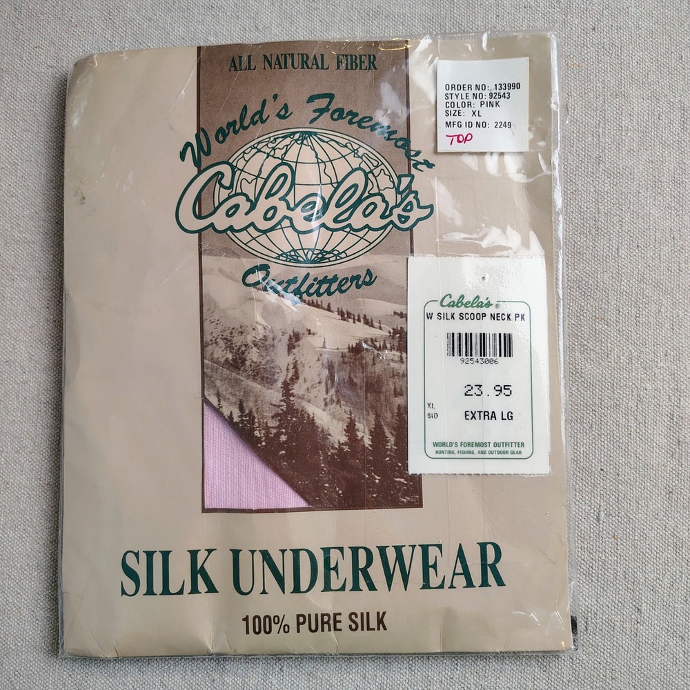 VTG NWT Cabelas Womens XL Silk Scoop Neck Top Pink Pure Silk Gorpcore Cabincore